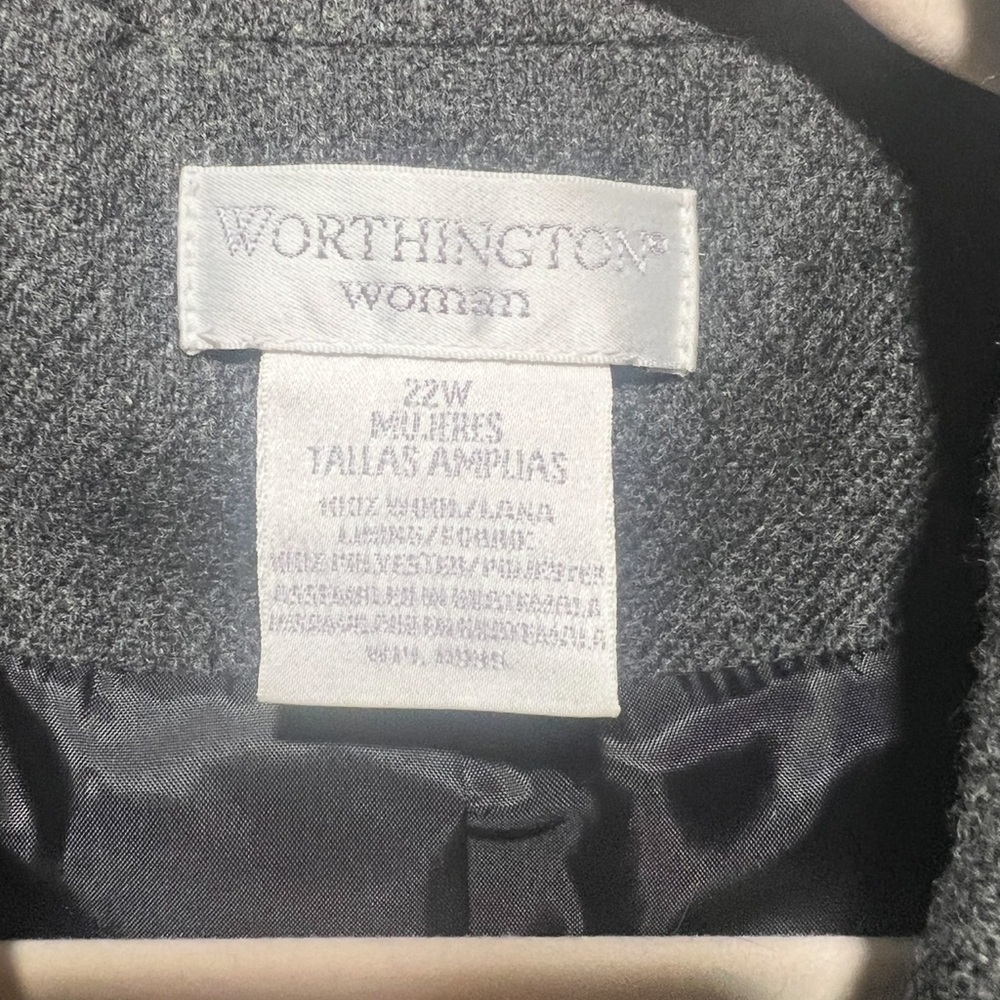 Worthington NWT 100% Wool Long Gray Blazer | Classic Tailored Workwear - Picture 3 of 7